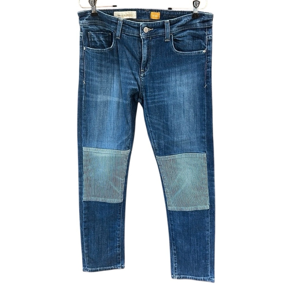 Pilcro And The Letterpress Hyphen Striped Knee Patch Jeans Womens Size 29